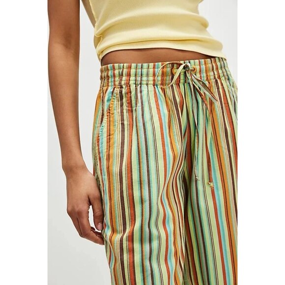 Free People Saylor Poplin Stripe Shorts Printed Beach Pull-On XS NWT 283856 - Picture 3 of 7